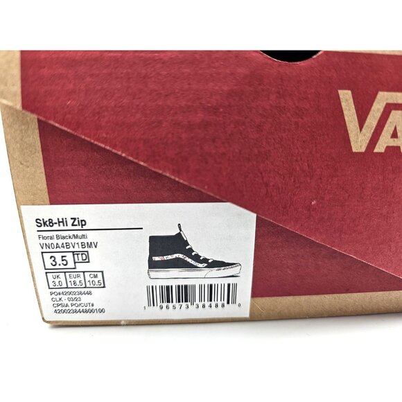 Vans SK8-Hi Top Zip Black / White Toddlers Skate Shoes Sneakers Size 3.5 - Picture 2 of 7